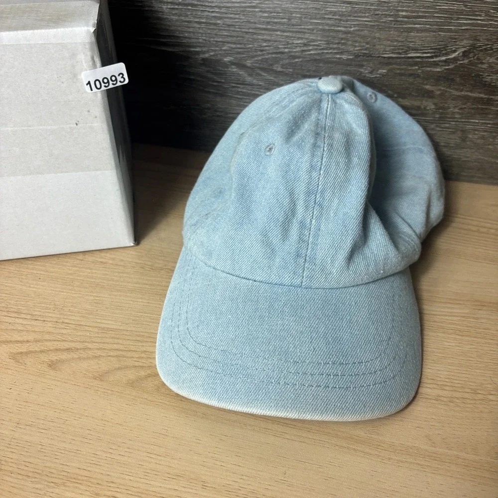 Denim Hat Cap Strap Back Blue Light Wash Adjustable Mens